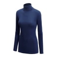 thumbnail image 2 of Made by Johnny Women's Long Sleeve Rib Turtleneck Top Pullover Sweater XS NAVY, 2 of 6