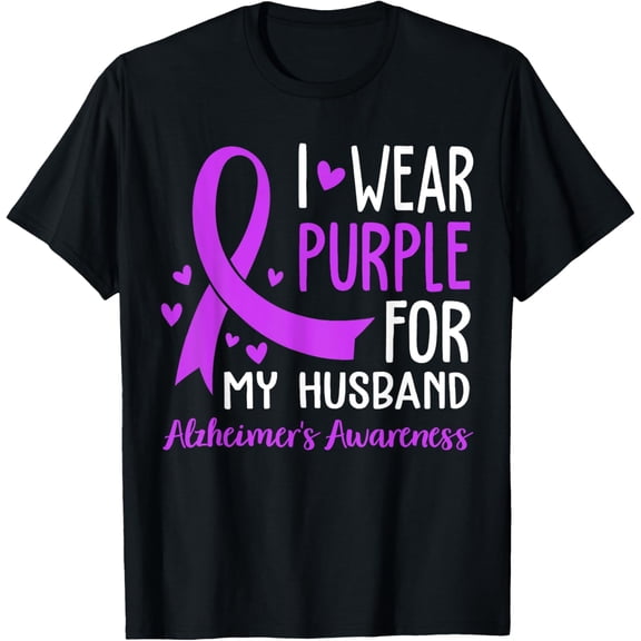 I Wear Purple For My Husband Dementia Alzheimers Awareness T-ShirtBrand clothing, men and women can wear, black, white, gifts.
