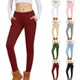 thumbnail image 7 of Girls Leggings with Pockets Elastic High Waist Slimming Full Length Pants Soft Yoga Cozy Jeggings Solid Color (14-15 Years, White), 7 of 7