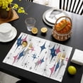 thumbnail image 3 of Red Blue Diamond Placemats Set of 12, Modern Geometric Middle Century White Placemats for Dining Table, Place Mats for Kitchen Tabletop, Waterproof Wipeable Dining Table Mats Set, 3 of 9