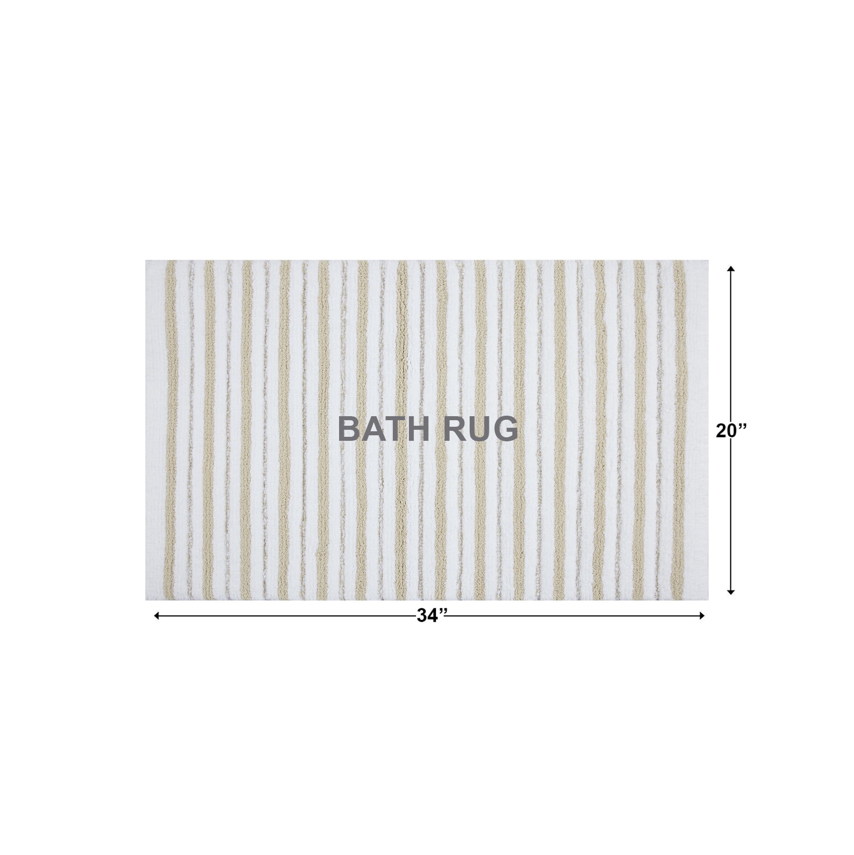 Better Homes & Gardens Signature Soft Tufted Stripe Bath Rug, Almond Biscuit & White, 20" x 34"