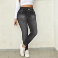 thumbnail image 4 of uublik Pants Leggings for Women High Waisted Jeggings Pants Stretchy Skinny Pants Leggings Denim Pants, Dark Gray, 4 of 6