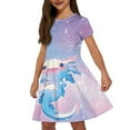 thumbnail image 4 of Uourmeti Axolotl Dresses for Girls 5-6 Summer Crewneck Short Sleeve Swing Dress Lightweight Soft Wedding Party Dresses with Pockets, 4 of 6
