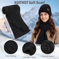 thumbnail image 6 of KOITHOT 3 Pcs Women Winter Beanie Hat Gloves Scarf Set, Chenille Winter Hat with Thick Soft Touch Screen Gloves Long Warm Scarf Knitted Black, 6 of 7