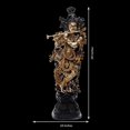thumbnail image 5 of Brass Lord Krishna Murti Playing Flute Gold and Black Finish Big Size Metal Idol for Home Decor Temple Pooja Room Gallery Gift Height 29 Inch, 5 of 5