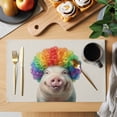 thumbnail image 2 of Funny Pig Placemats Set of 4 Rainbow Abstract Animals Place Mats Indoor Wipeable Table Mats Washable Cloth Dining Table Placemats for Kitchen Holiday Party Home Decor 13x19 Inch, 2 of 9