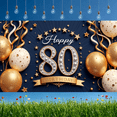 thumbnail image 2 of Golden Theme 80th Birthday Banner Decorative Design Milestone Birthday Banner for Birthday Party Celebration Indoor Decoration, 2 of 8