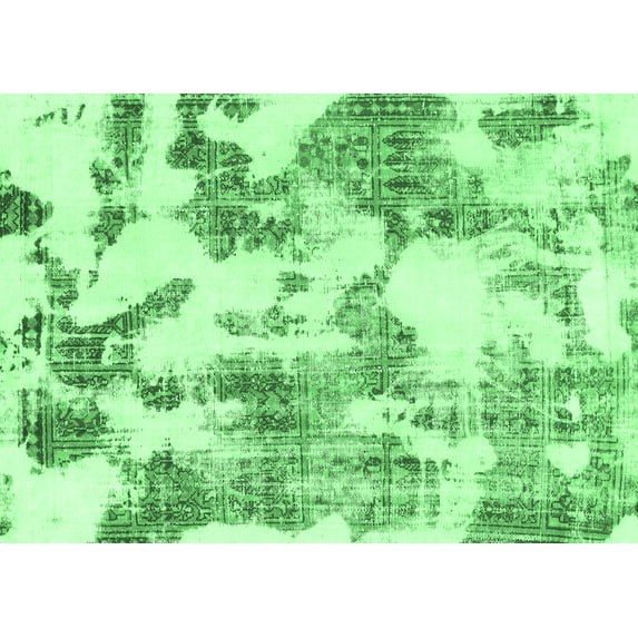 Ahgly Company Indoor Rectangle Abstract Emerald Green Modern Area Rugs, 2' x 4'