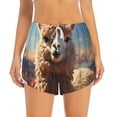 thumbnail image 2 of Balery Fluffy Alpaca Mountain Meadow Pattern Women's Running Shorts with Liner 2 Pockets Elastic Workout Athletic Gym Yoga Shorts-XX-Large, 2 of 7