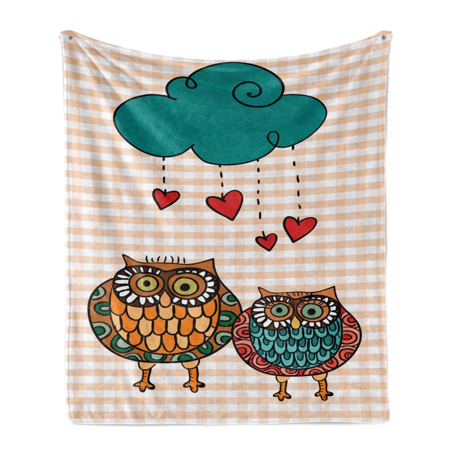 Cat and Owl Pattern All-Season Lightweight Soft Cozy Flannel Fleece Plush Throw Blanket for Travel Bed Sofa Double-Sided Print 