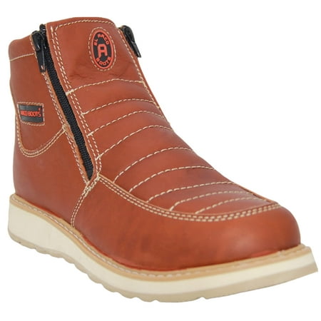 

The Western Shops Men s Leather Double Zipper Moc Toe Slip-Resistant Soft Toe Work Boot