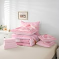 thumbnail image 6 of Homewish Dreamy Princess Dress 7-Piece Twin Bedding Sets for Teens Kids Children Girls,Kawaii Pink Bow Bedding Comforter Set,Geometric Stripes Breathable Sheet Sets,Lightweight Room Decor,Reversible, 6 of 8