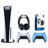 Sony Playstation 5 Disc Version Console with Extra Blue Controller, Black PULSE 3D Headset and Surge Dual Controller Charge Dock Bundle