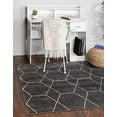 thumbnail image 2 of Unique Loom 3151492 4 x 4 ft. Geometric Trellis Frieze Square Rug, Dark Gray, 2 of 15