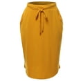 thumbnail image 2 of A2Y Women's Elastic Waist Self Tie Tulip Hem Side Pocket Skirt Dark Mustard 4XL, 2 of 5