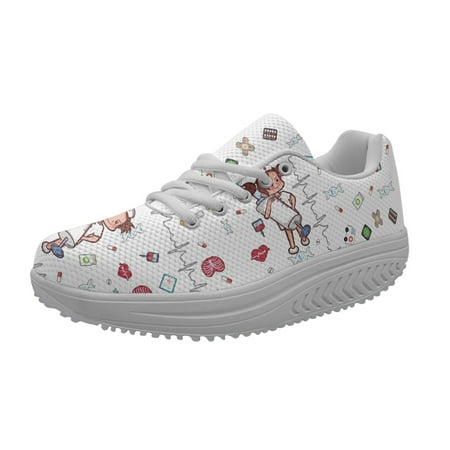 

INSTANTARTS Spring Autumn Women s Swing Shoes Mesh Woman Platform Footwear Female Nurse Shoe Medical ECG Medicine Print Sneakers