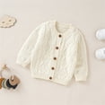 thumbnail image 2 of Generic Children Warm Tops Baby Girl Boy Knit Cardigan Sweater Warm Pullover Tops Toddler Solid Outerwear Jacket Coat Outfit Clothes(White,6-9 Months), 2 of 9