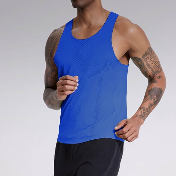 pstuiky Camisetas sin mangas para hombre, Camiseta deportiva corta sin mangas con cuello redondo y elástica de color liso para hombre Tops elegantes para mujer s