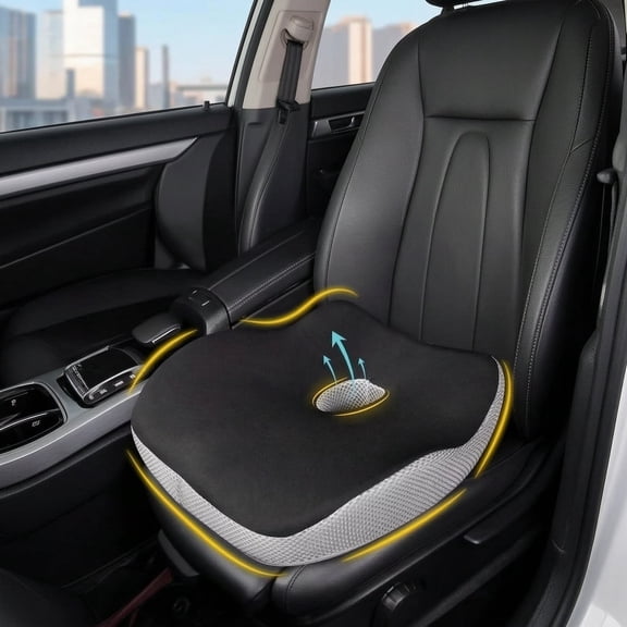 Car Seat Cushion,Memory Foam Seat Pad for Car Seat Office Chair Wheelchair,Home Use,Hip, Tailbone, Coccyx, Long Sitting,Black