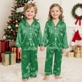 thumbnail image 5 of mgoYE Christmas Pajamas for Family Silk Satin Button Sleepwear Long Sleeve Nightwear 2 Pcs Comfy Loungewear Set, 5 of 6