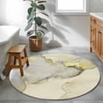 thumbnail image 4 of Marble Yellow Large Area Rugs for Bedroom Living Room, Soft Non Slip Carpet Bedside Rug, Modern Abstract Ink Painting Luxury Round Floor Cover Kitchen Accent Rug 3' for Dining Room/Office, 4 of 9