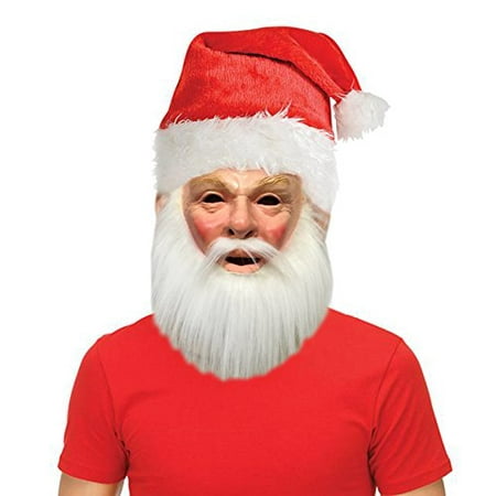 Holiday Christmas Santa Costume Mask with Free Santa Hat Accessory