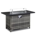 thumbnail image 3 of GZXS Propane Fire Pit Table, 43 in CSA Propane Fire Table Rectangular, 50,000 BTU Quick Ignition Gas Fire Pit for Outside Patio Deck, Oxford Cover, Gray Wicker, 3 of 10