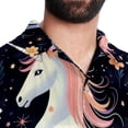 thumbnail image 5 of Starry Unicorn Men's Short Sleeve Casual Printed Button Down Beach Shirts Hawaiian Style Unisex Summer Shirt, 5 of 6