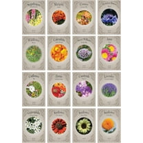 Set of 16 Heirloom Flower Seeds - Non-GMO - 16 Varieties - Assorted Flower Seeds - Individually Sealed Packs