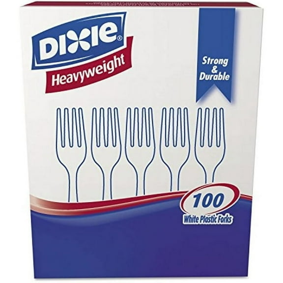 Dixie Fh207 Plastic Cutlery, Heavyweight Forks, White, 100/Box