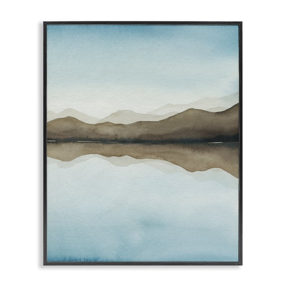 Stupell Industries Coastal Lakeside Mountains Reflection Landscape Black Framed Giclee Art, 16 x 20, by Grace Popp