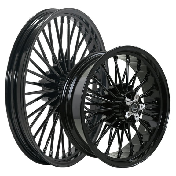 21x2.15 17x6 Fat Spoke Wheels Rim Set for Harley Fatboy FLSTF 2007-2017 Dyna Fat Bob FXDF 2008-2017 2010 2011 2012 2013 2014 2015 2016 Night Train FXSTB 2006-2009 Softail Custom FXSTC 2007-2010 Black