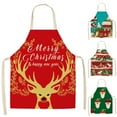 thumbnail image 5 of FaLX Linen Christmas Design Santa Claus Home Kitchen Cooking Baking Party Prop Apron, 5 of 8