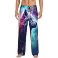 thumbnail image 1 of Kdxio Starry Multicolored Wolf Pattern Men's Pajama Pants, Elastic Waist with Drawstring and Pockets, Comfortable Loungewear-Medium, 1 of 6