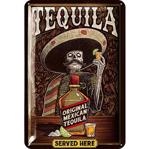 Placa Metal Vintage Tequila Pintura Hierro Rectangular Arte Pared Del 20x30cm