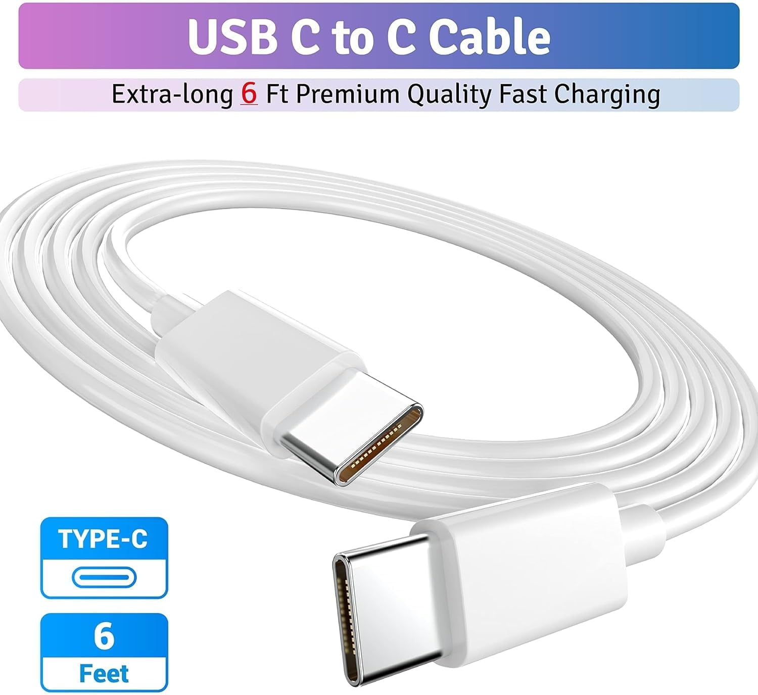 2 Pack Original Super Fast Adaptive Wall Adapters 25W Charger for Samsung Galaxy A23 5G with 2 Pack 6.6FT USB C PD Charging Cables - White