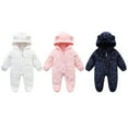 thumbnail image 3 of GYRATEDREAM 0-12M Newborn Baby Snowsuit Bear Hooded One Piece Romper Winter Warm Coat Infant Footie Jumpsuit for Girls Boys, 9-12M, 3 of 4