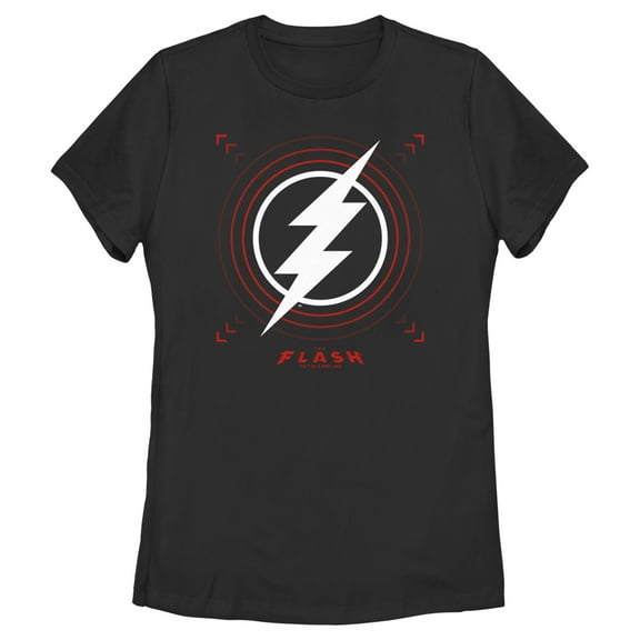 Women's The Flash Large Lightning Bolt Stamp Graphic Tee Black Large