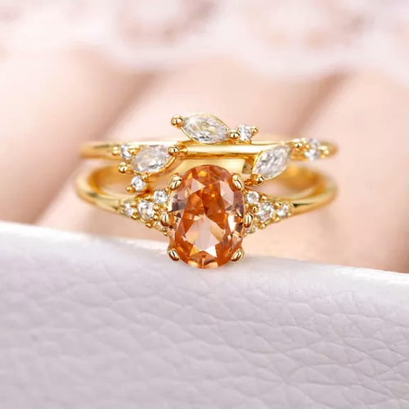 EOEMY Gold Plated Rings Fashion Women Cubic Zirconia Jewelry Size 6-10-9