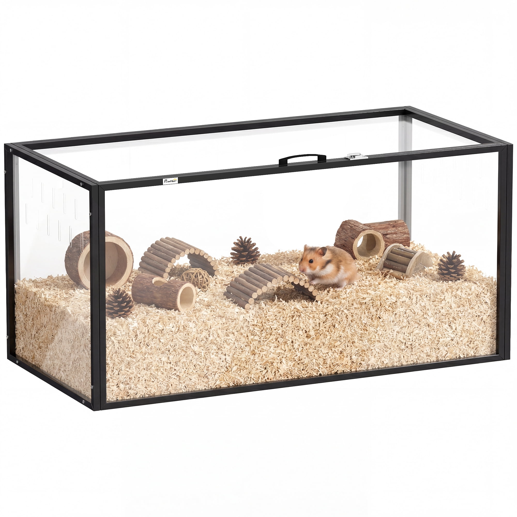 PawHut Large Acrylic Hamster Cage, Chewproof Guinea Pig Cage, Transparent Mice and Gerbil Habitat with Openable Top, for Hedgehog, Dwarf Hamster, Rat