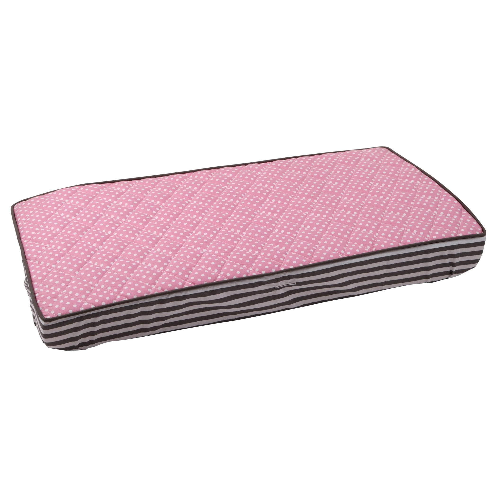 Bacati - Elephants Mini Elephants Quilted Top 100% Cotton Percale with Polyester Batting Diaper Changing Pad Cover, Pink/Gray