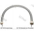 thumbnail image 3 of EZ-Fluid 20" x 1/2" Fip x 3/8" Comp Stainless Steel Braided Flexible Faucet Water Supply Hose Connector line For Bathroom,Kitchen,Outdoor Sink Faucets-1PC, 3 of 5