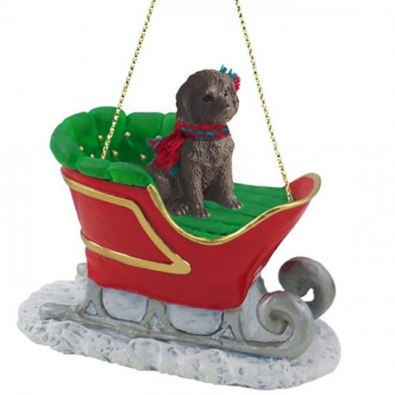 Conversation Concepts Chocolate Labradoodle Dog Sleigh Dog Holiday Ornament
