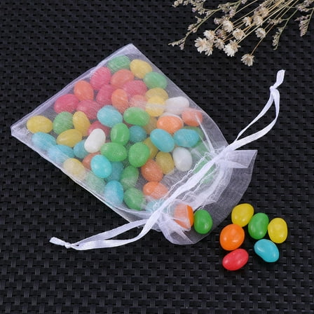 FELTECHELECTR White Drawstring Pouch 50 Pcs Organza Bags for Necklace Storage