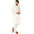 thumbnail image 4 of SKAVIJ Mens Art Silk Embroidered Kurta Pyjama Set Traditional Wear Off-White L, 4 of 6