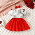 thumbnail image 5 of ZHUASHUM Toddler Girls Short Sleeve Hearts Prints Dresses Valentine'S Day Princess Dress Red,6-9 Months, 5 of 7