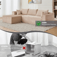 thumbnail image 6 of Kosynda Compression Sectional Couch with Comfy Chaise, Boneless L Shape Sofa with Deep Seat for Living Room Bedroom Apartment Lounge, Corduroy, Beige, 6 of 13