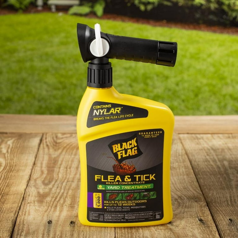 Black Flag Flea and Tick Killer Concentrate Yard Treatment 32 Ounces Ready To Spray QuickFlip Hose End