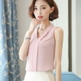 thumbnail image 2 of Womens Tops Blouse Brief Office Work Wear V Neck Sleeveless Chiffon Tops Shirt, 2 of 8