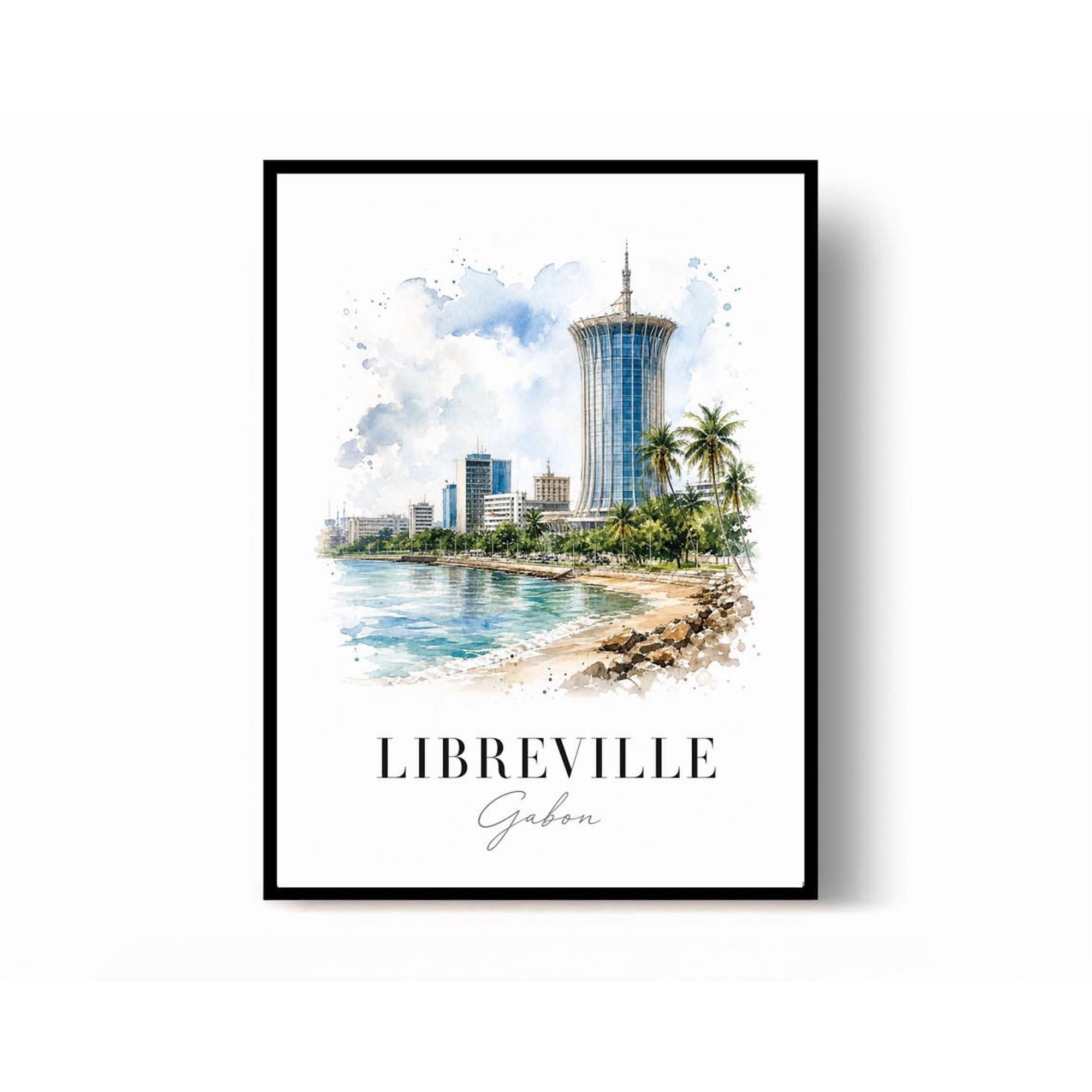 Libreville Gabon Travel Poster Print Wall Decor